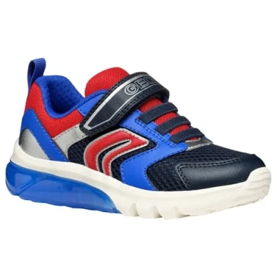 Image of Geox Light UP Ciberdron BOY Trainers for kids, Size: 11K, Navy/dark red Imitation leather/ textile