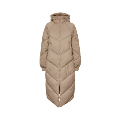 Image of PIECES Female Puffer Coat PCNOCELYN, Taupe Gray, S