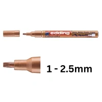 Image of edding 753 gloss paint marker calligraphy copper 1 nib 2.5 mm for glass, stone, plastic, paper waterproof, highly opaque bullet journals, hand lettering