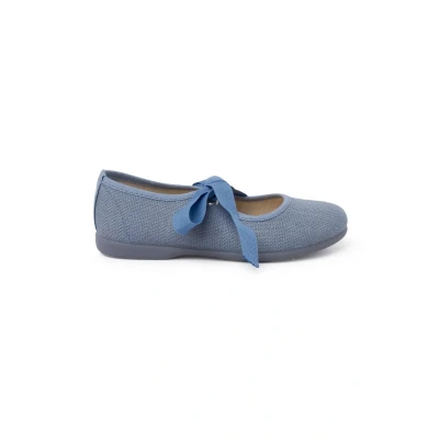 Image of Pisamonas Merceditas Cierre LAZO FAYA Ankle strap ballet pumps for kids, Size: 7K, Azul Textile