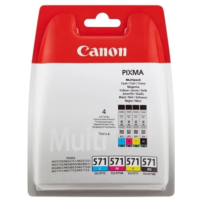 Image of Canon CLI 571 C M Y BK Pack of 4 Cartridges (Black Cyan Magenta Yellow) Certified (Plastic Obsolete 2018 Safe)
