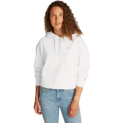 Image of Tommy Hilfiger Women&#039;s REG Contrast Flag Hoodie WW0WW45979, White (Ecru), XXS
