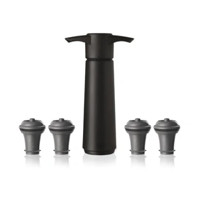 Image of Vacu Vin Wine Pump with 4 stoppers Saver Black