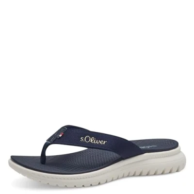 Image of s.Oliver Tbar sandals, Women&#039;s, Size: 8, Navy Textile/synthetics