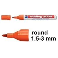 Image of edding 3000 permanent marker orange box of 10 round tip 1.5 3 mm quick drying markers waterproof, smudge proof for cardboard, plastic, wood, metal, fabric pens