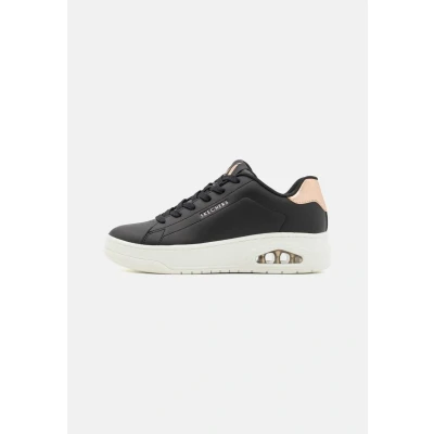 Image of Skechers Sport UNO Court Trainers, Women&#039;s, Size: 2, Black/rose gold Leather