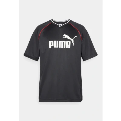 Image of Puma Collared Football Print Tshirt, Men&#039;s, Size: Medium, Black