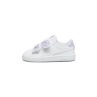 Image of Puma Smash 3.0 Unisex Trainers White vivid violet silver for kids, Size: 4.5K, High quality imitation leather