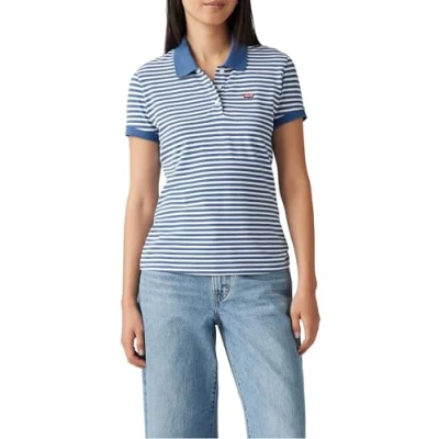 Image of Levi&#039;s Polo shirt, Women&#039;s, Size: XS, Marigold stripe dutch blue