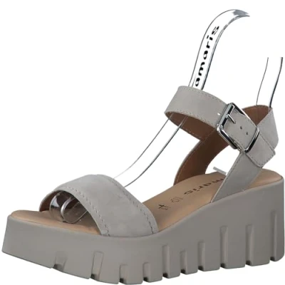 Image of Tamaris Wedge sandals taupe, Women&#039;s, Size: 6.5, Taupe shoes