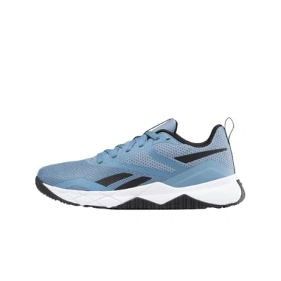 Image of Reebok NFX Trainer Training shoe, Men&#039;s, Size: 5.5, Blue/black/footwear white Textile/synthetics