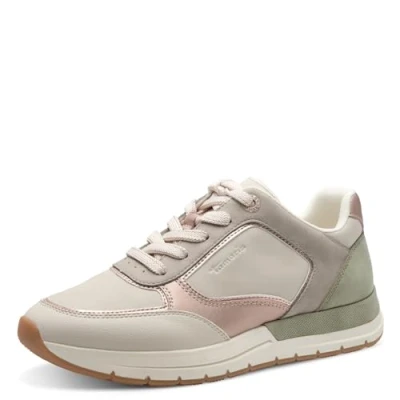 Image of Tamaris Women&#039;s Low Top Trainers, Shoes, Interchangeable Footbed, Comfort Lining, Ivory Comb, 7.5 UK