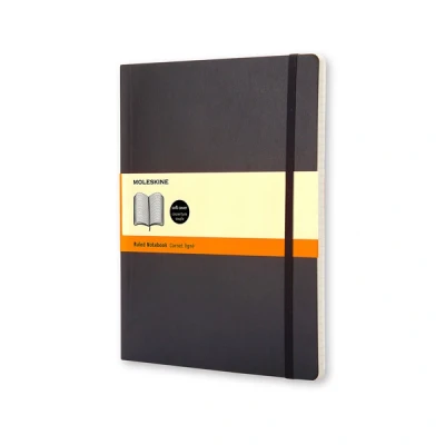 Image of Moleskine S07223 Classic Soft Cover Notebook Ruled Extra Large Black, (QP621)