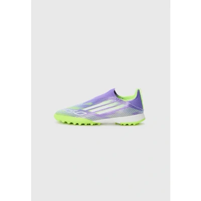 Image of adidas Performance F50 League Unisex Astro turf trainers for kids, Size: 10.5K, Purple rush/white/lucid lemon shoes