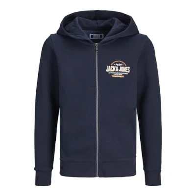 Image of Jack &amp; Jones Junior Jjelogo ZIP HOOD Zipup sweatshirt for kids, Size: 6y, Navy blazer/white/marmelade