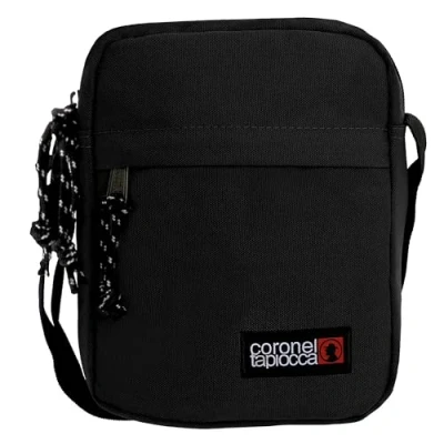 Image of Coronel Tapiocca Men&#039;s Handbag Shoulder Bag Casual Pockets and Zipper Urban (pack of 1), Black/White, 17.5 x 22 5.5 cm, Mini