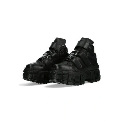 Image of New Rock Unisex Platform ankle boots, Size: 3, Zwart Leather
