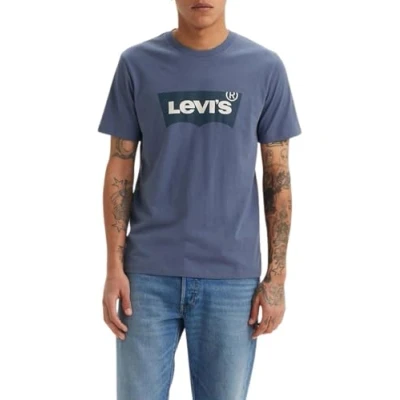 Image of Levi&#039;s Graphic Crewneck TEE Print Tshirt, Men&#039;s, Size: Medium, Vintage indigo