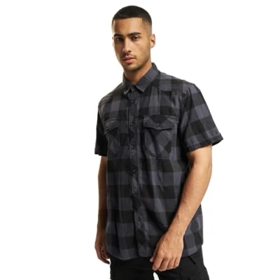 Image of Brandit Checkshirthalfsleeve Shirt, Men&#039;s, Size: 4XL, Blackgrey