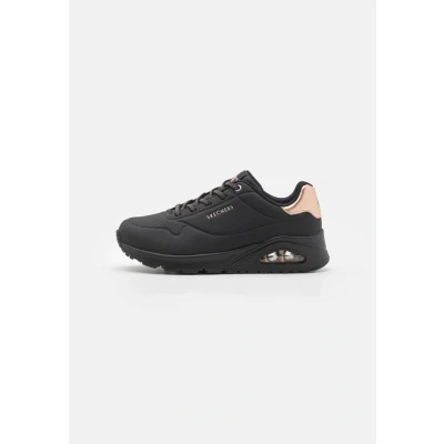 Image of Skechers Wide Fit UNO Trainers, Women&#039;s, Size: 8, Black /rose gold Pu