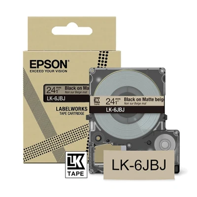 Image of Epson LabelWorks[Matte Beige/Black 24mm LK 6JBJ]tape compatible with LW C410 and C622