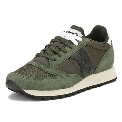 Image of Saucony JAZZ Vintage Unisex Trainers, Men&#039;s, Size: 9, Dark green Leather and textile