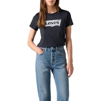 Image of Levi&#039;s THE Perfect TEE Print Tshirt, Women&#039;s, Size: Medium, Black