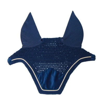 Image of Kentucky Horsewear Wellington Basic Velvet Fly Veil Navy Horse Hood Riding Equestrian