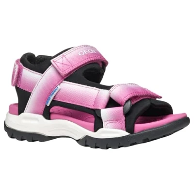 Image of Geox Borealis GIRL Sandals for kids, Size: 11.5K, Fuchsia/black Textile/synthetics