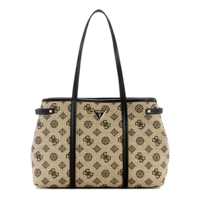 Image of Guess Beyza Girlfriend TOTE Handbag, Women&#039;s, Size: One Size, Black logo