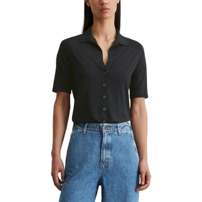 Image of Marc O&#039;Polo Blouse Short Sleeve Classic FIT Buttondown blouse, Women&#039;s, Size: Medium, Deep night blue