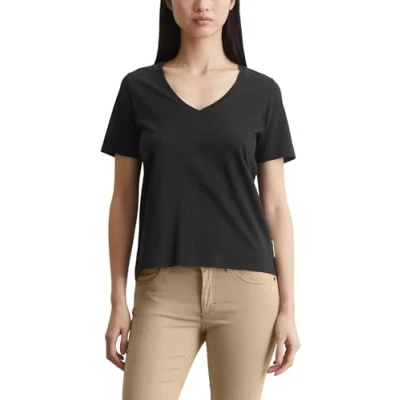 Image of Marc O&#039;Polo Short Sleeve DEEP Round NECK Basic Tshirt, Women&#039;s, Size: Large, Black