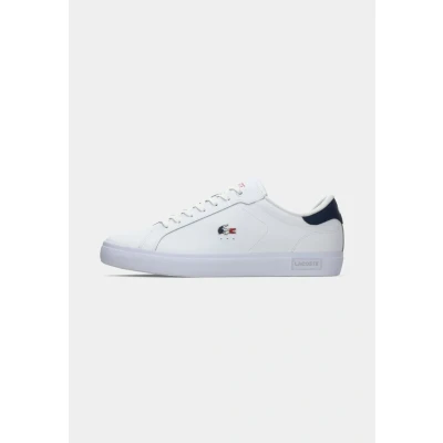 Image of Lacoste Powercourt 125 Trainers, Men&#039;s, Size: 9.5, White/navy/red Leather