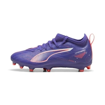 Image of Puma Ultra 5 Match FG/AG JR Unisex Moulded stud football boots for kids, Size: 11.5K, Lapis lazuli/white/sunset glow Textile/synthetics