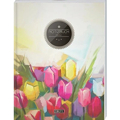 Image of TULPE Blanko Notizbuch A4 „C094 Tulpenbeet“ (140+ Seiten, Vintage Softcover, Seitenzahlen, Register, Weißes Papier Dickes Notizheft, Skizzenbuch, Zeichenbuch, Blankobuch, Sketchbook)