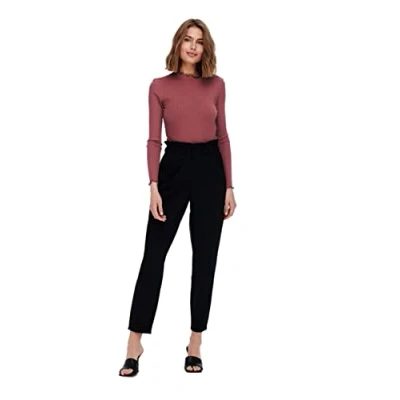 Image of ONLY Women&#039;s Onlpoptrash OVA Life Hw ANK Crt PNT Noos Slacks, Black, XS / 32L