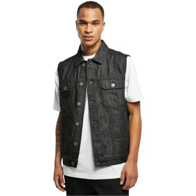 Image of Urban Classics Waistcoat, Men&#039;s, Size: Large, Black washed
