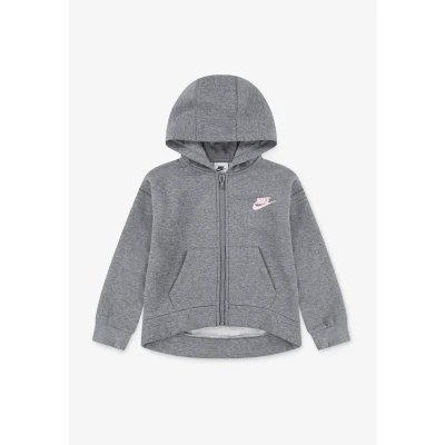 Image of Nike Sportswear CLUB HIGH LOW Hoodie Zipup sweatshirt for kids, Size: 2 3y, Grey heather