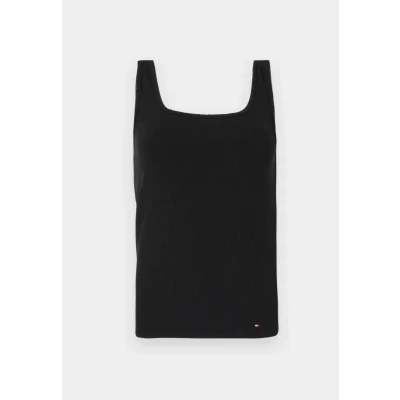 Image of Tommy Hilfiger SLIM Square TANK Top, Women&#039;s, Size: Small, Black
