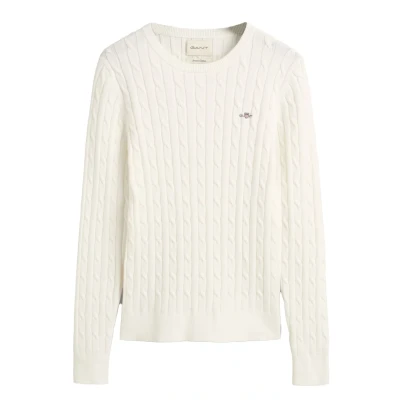 Image of GANT Stretch Cable C NECK Jumper, Women&#039;s, Size: 3XL, Eggshell