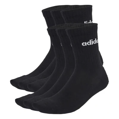 Image of adidas Sportswear Linear CREW Cushioned 6 PAIR PACK Sports socks, Size: 10 11.5K, Black white