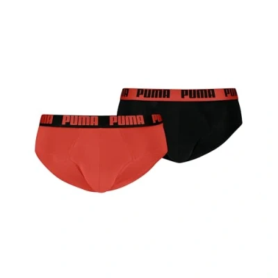 Image of Puma MEN Everyday Briefs 2 PACK Briefs, Men&#039;s, Size: Large, Red fire/black