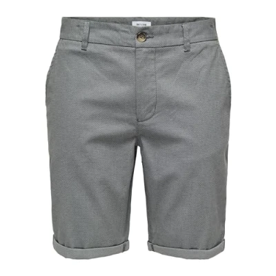 Image of Only &amp; Sons Normal Geschnitten Shorts, Men&#039;s, Size: Small, Grey pinstripe