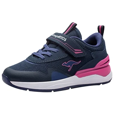 Image of Kangaroos Kdgym Unisex Trainers for kids, Size: 1, Dark navy/fandango pink Imitation leather/ textile