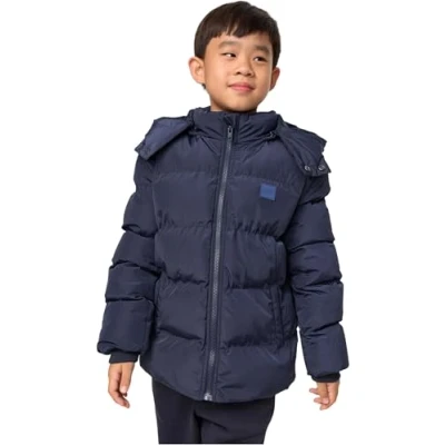 Image of Urban Classics Hooded Puffer Winter jacket for kids, Size: 9 10y, Blue