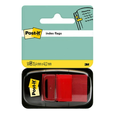 Image of Post it I680 1 Index dispenser with 50 adhesive strips (25.4 x 43.2 mm) red, piece