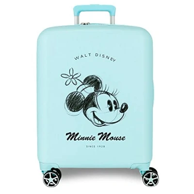 Image of Disney Mickey and Minnie Travel cabin Suitcase, White, 38 x 55 20 cm, Rigid ABS Side Combination Lock, 34L, 2 kg, 4 Double Wheels, Hand Luggage. Joumma Bags, Are Magic, standard size, case