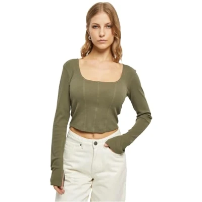Image of Urban Classics Long sleeved top, Women&#039;s, Size: XXL, Olive