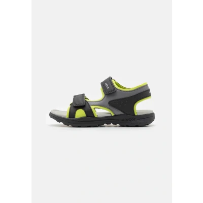 Image of Geox Vaniett BOY Walking sandals for kids, Size: 7K, Black/lime Synthetics/textile