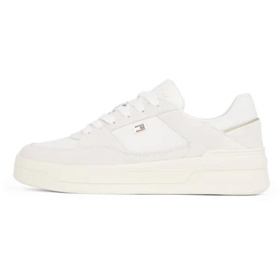 Image of Tommy Hilfiger Essential Basket Trainers, Women&#039;s, Size: 6, Ecru Leather
